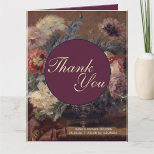 Tarjeta De Agradecimiento Elegante cesta de peonías rosa azul de Biva