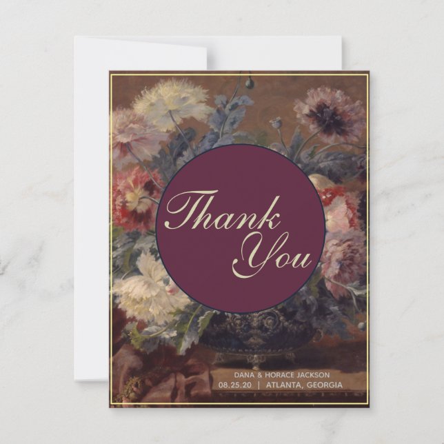 Tarjeta De Agradecimiento Elegante cesta de peonías rosa azul de Biva (Anverso)