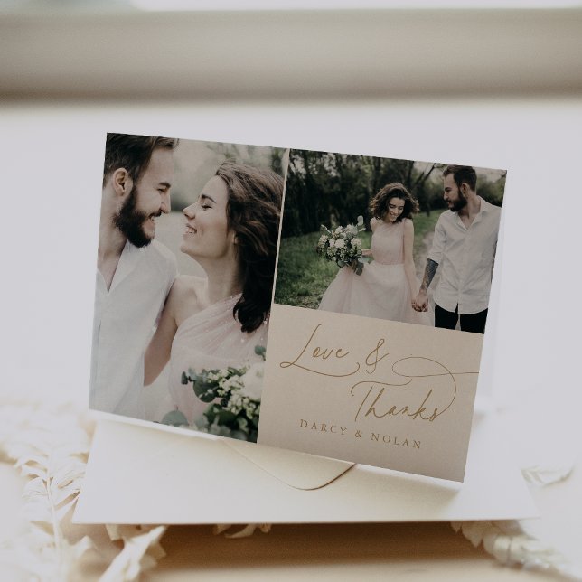 Tarjeta De Agradecimiento Elegante Charm Ivory Boda Foto Gracias Cartas (Elegant Charm Ivory Wedding Photo Thank You Cards)