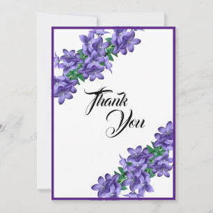 Tarjeta De Agradecimiento Elegante Chic Floral Púrpura Campestre