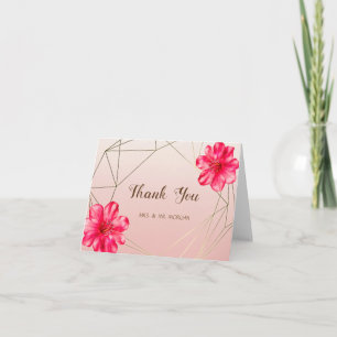 Tarjeta De Agradecimiento Elegante Chic Geométrico, Hibisco