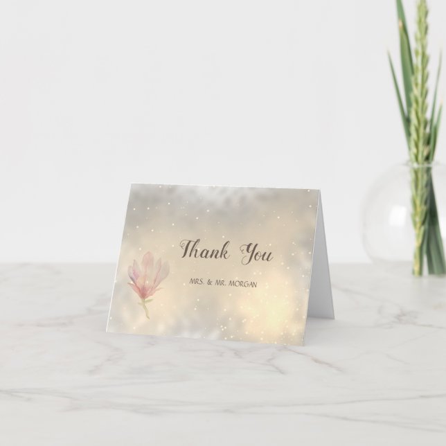 Tarjeta De Agradecimiento Elegante Chic Magnolia (Anverso)