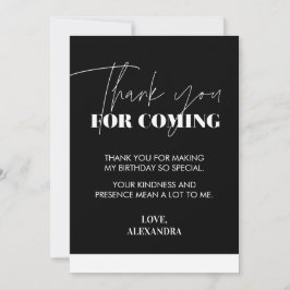 Tarjeta De Agradecimiento Elegante Chic Negro Blanco