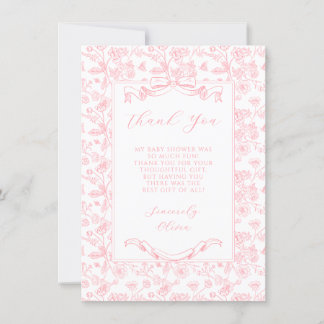 Tarjeta De Agradecimiento Elegante Chica floral rosa de color negro