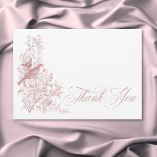 Tarjeta De Agradecimiento Elegante Chinoisería Rosa Bodas de Naturaleza y Av