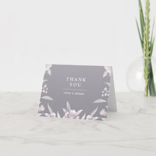 Tarjeta De Agradecimiento Elegante Chinoiserie floral gris gracias