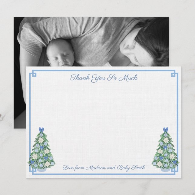 Tarjeta De Agradecimiento Elegante Chinoiserie Holidays Baby Shower Photo (Anverso / Reverso)