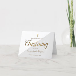 Tarjeta De Agradecimiento Elegante Christening Baby Boy GRAY Gold Gracias