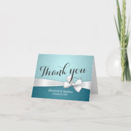 Tarjeta De Agradecimiento Elegante Cinta de Boda Azul y Blanco Agradecimient
