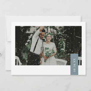 Tarjeta De Agradecimiento Elegante Cinta Verde Azul Polvoriento Foto Boda