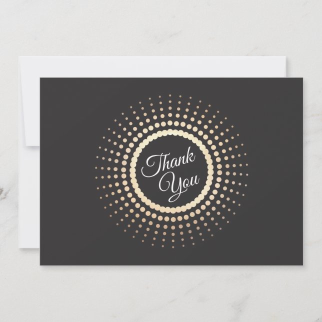 Tarjeta De Agradecimiento Elegante Círculos de Oro Negro Gracias (Anverso)