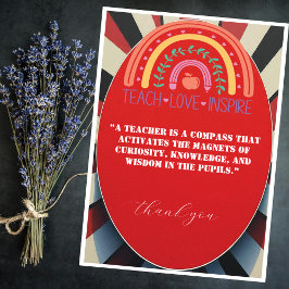 Tarjeta De Agradecimiento elegante cita de apreciación del profesor con agra