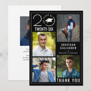 Tarjeta De Agradecimiento Elegante Clase Año 5 Personalizado de Graduación d