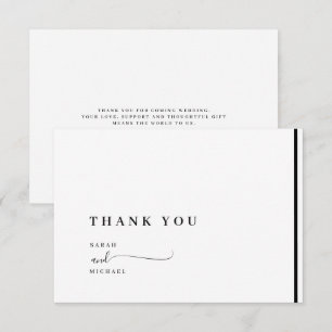 Tarjeta De Agradecimiento Elegante Clásico de Boda en Blanco y Negro Agradec