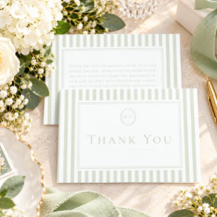 Tarjeta De Agradecimiento Elegante Clásico Regalo de Ducha de Boda con Monog