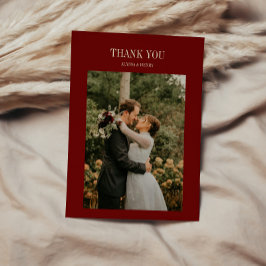 Tarjeta De Agradecimiento Elegante Clásico Script Vino Rojo Fotografía de Bo
