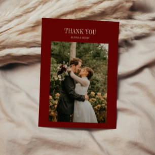 Tarjeta De Agradecimiento Elegante Clásico Script Vino Rojo Fotografía de Bo