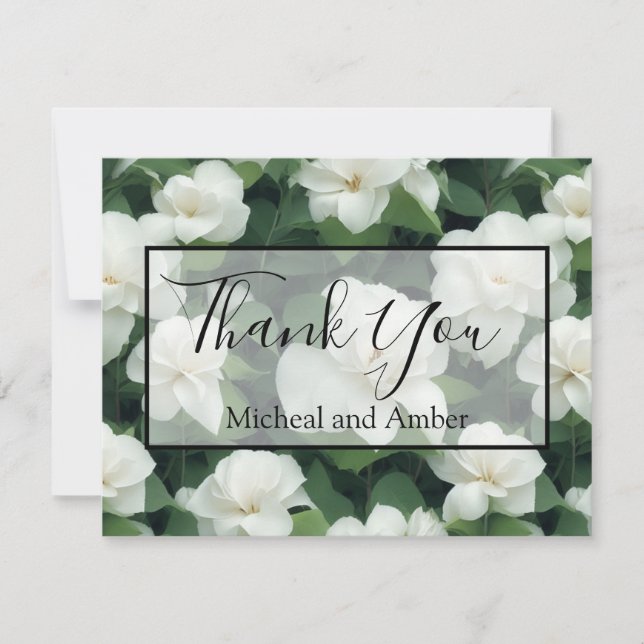 Tarjeta De Agradecimiento Elegante clásico verde botánico floral (Anverso)