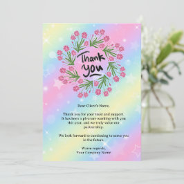 Tarjeta De Agradecimiento Elegante cliente de pequeñas empresas con flores d