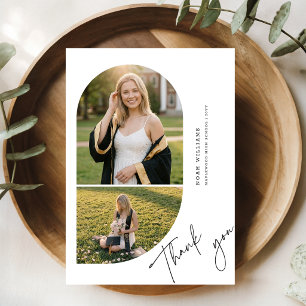 Tarjeta De Agradecimiento Elegante Colaje de Fotos con Arco de Graduación en