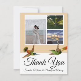 Tarjeta De Agradecimiento Elegante collage de fotos de boda de colibrí