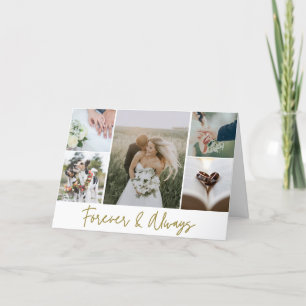 Tarjeta De Agradecimiento Elegante Collage de fotos de bodas gracias
