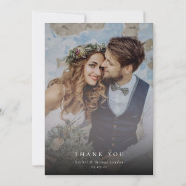Tarjeta De Agradecimiento Elegante Collage de fotos Dusty Blue Boda