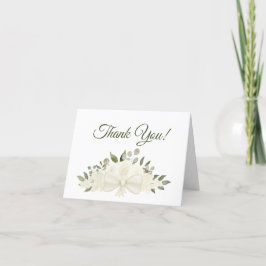 Tarjeta De Agradecimiento Elegante color de agua blanco Boda floral foto