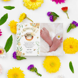 Tarjeta De Agradecimiento Elegante color de agua HoneyBee Baby Shower