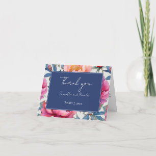 Tarjeta De Agradecimiento Elegante color de agua Peony Flowers Boda