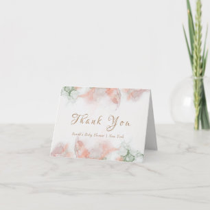 Tarjeta De Agradecimiento Elegante color de agua rosa verde Agate Baby Showe