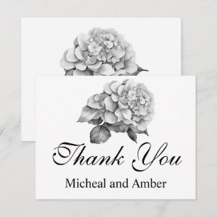 Tarjeta De Agradecimiento Elegante color gris gris negro acuarela floral