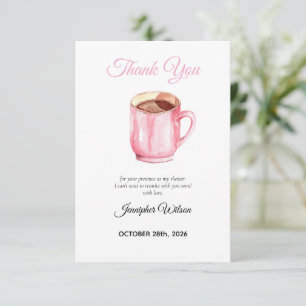 Tarjeta De Agradecimiento Elegante color rosa café baby shower