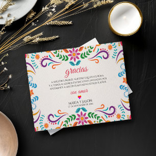 Tarjeta De Agradecimiento Elegante Colorida Fiesta Floral Boda Española