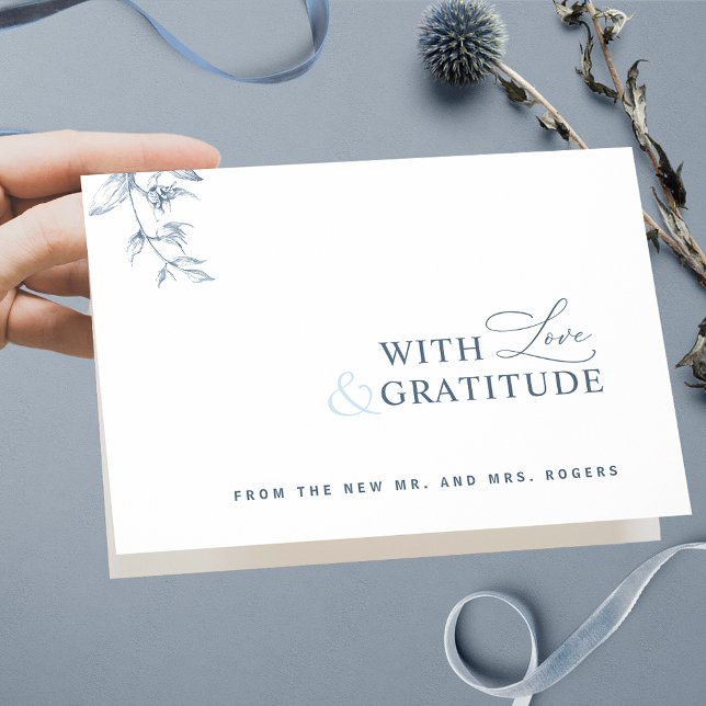 Tarjeta De Agradecimiento Elegante con amor y gratitud Azul gracias (Subido por el creador)