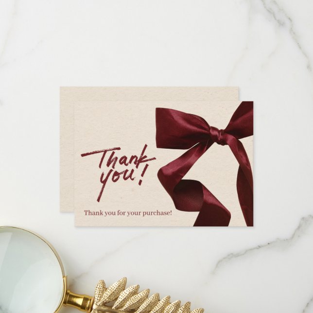 Tarjeta de agradecimiento elegante con cinta de sa (Anverso/Reverso In Situ)