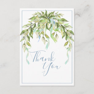 Tarjeta de agradecimiento elegante con cintas azul