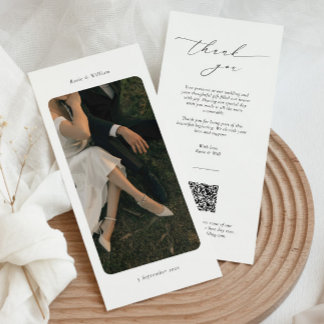 Tarjeta de agradecimiento elegante con código QR y