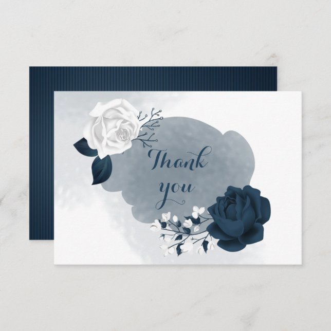 tarjeta de agradecimiento elegante con flores de c (Anverso / Reverso)