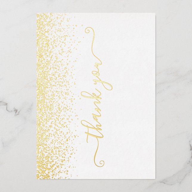 Tarjeta de agradecimiento elegante con lámina de o (Anverso)
