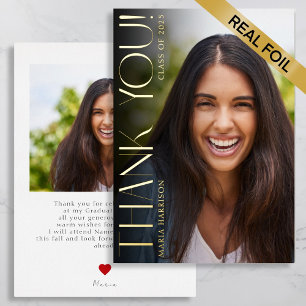 Tarjeta de agradecimiento elegante con lámina metá