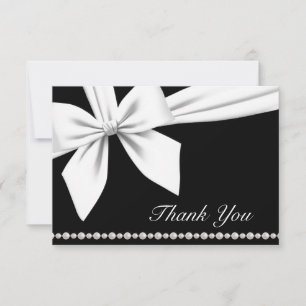 Tarjeta de agradecimiento elegante con lazo negro