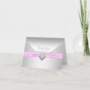Tarjeta de agradecimiento elegante con lazo rosa R