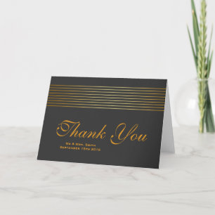 Tarjeta de agradecimiento elegante con rayas dorad