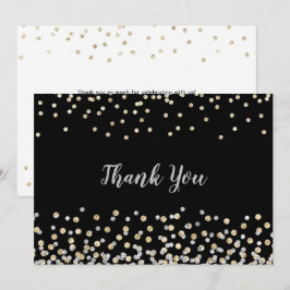 Tarjeta De Agradecimiento Elegante Confeti de Oro y Plata