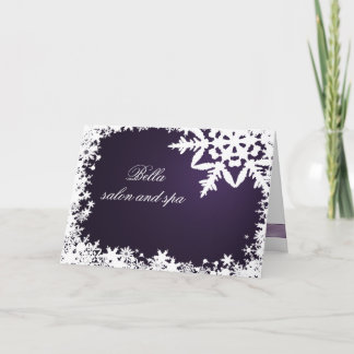 Tarjeta De Agradecimiento elegante copo de nieve púrpura Business Gracias Ca