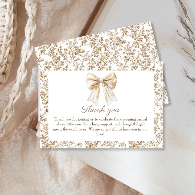 Tarjeta De Agradecimiento Elegante Coquette Beige Chinoiserie Baby Shower (Subido por el creador)