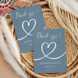 Tarjeta De Agradecimiento Elegante Corazón Azul Polvoriento Minimalista Grac
