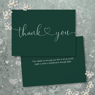 Tarjeta De Agradecimiento Elegante Corazón de Letra Minimalista Verde Esmera