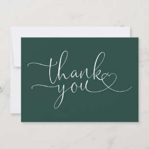 Tarjeta De Agradecimiento Elegante Corazón Verde Esmeralda Script